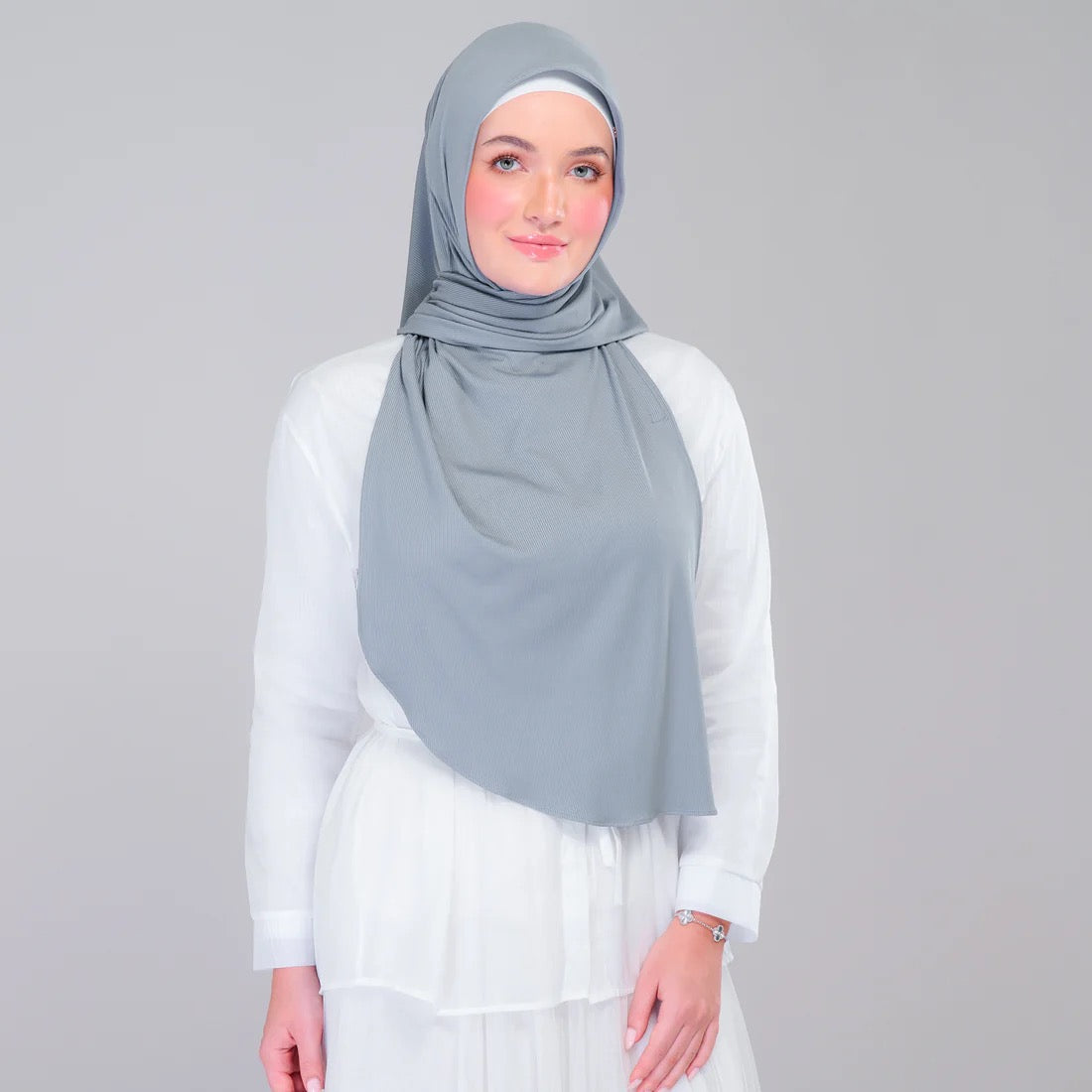 Instant Tag n' Go Shawl | Ribbed Jersey in Denim Blue