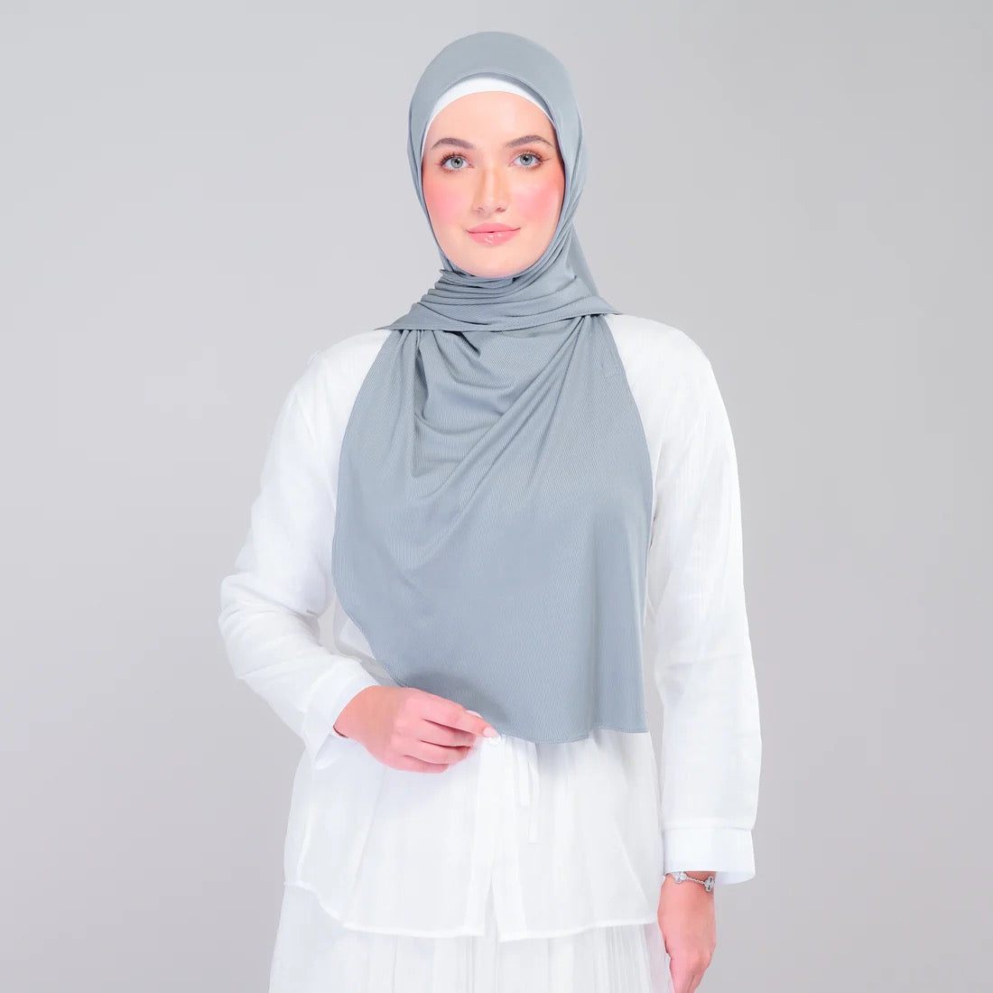 Instant Tag n' Go Shawl | Ribbed Jersey in Denim Blue