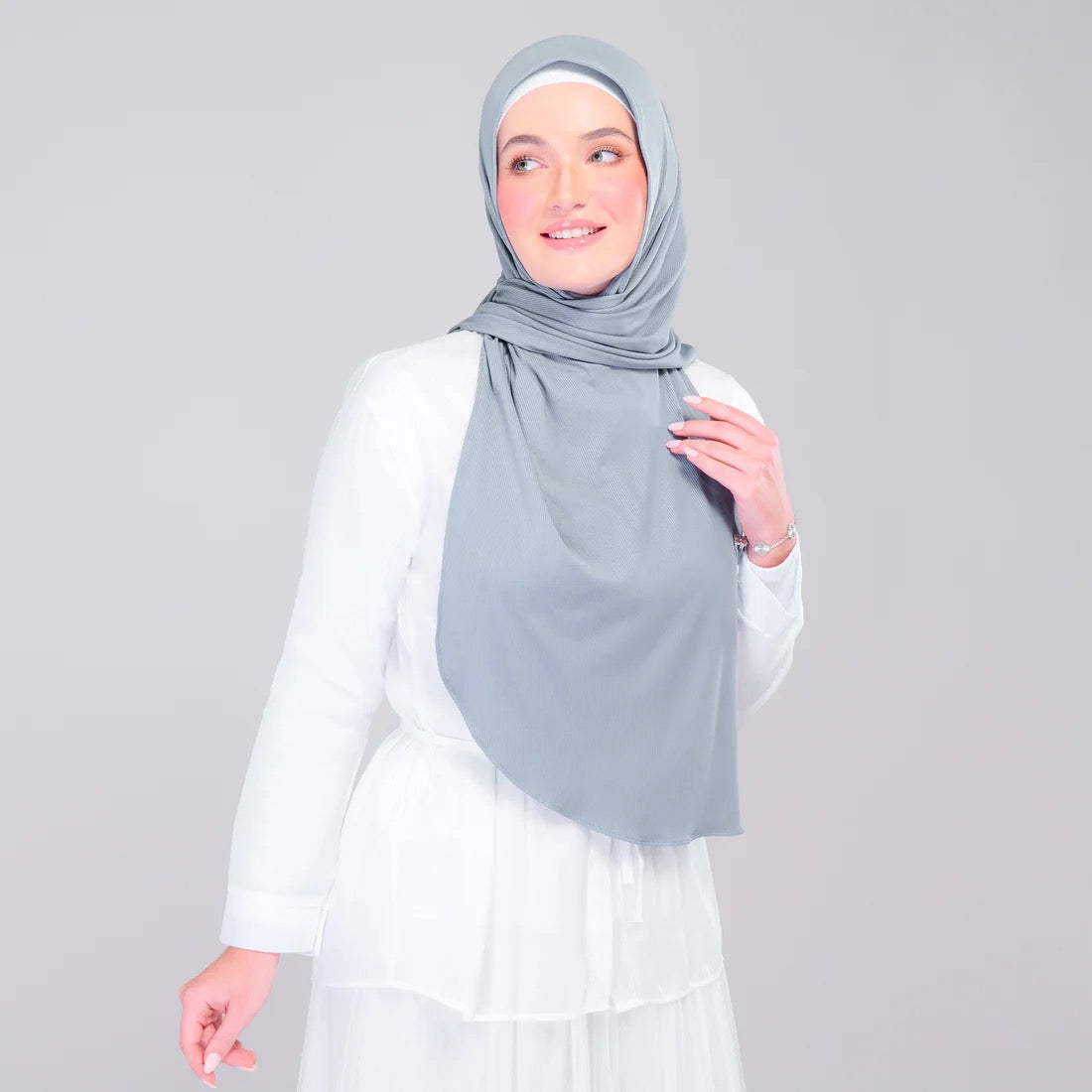 Instant Tag n' Go Shawl | Ribbed Jersey in Denim Blue