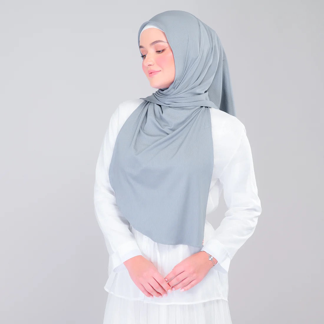 Instant Tag n' Go Shawl | Ribbed Jersey in Denim Blue