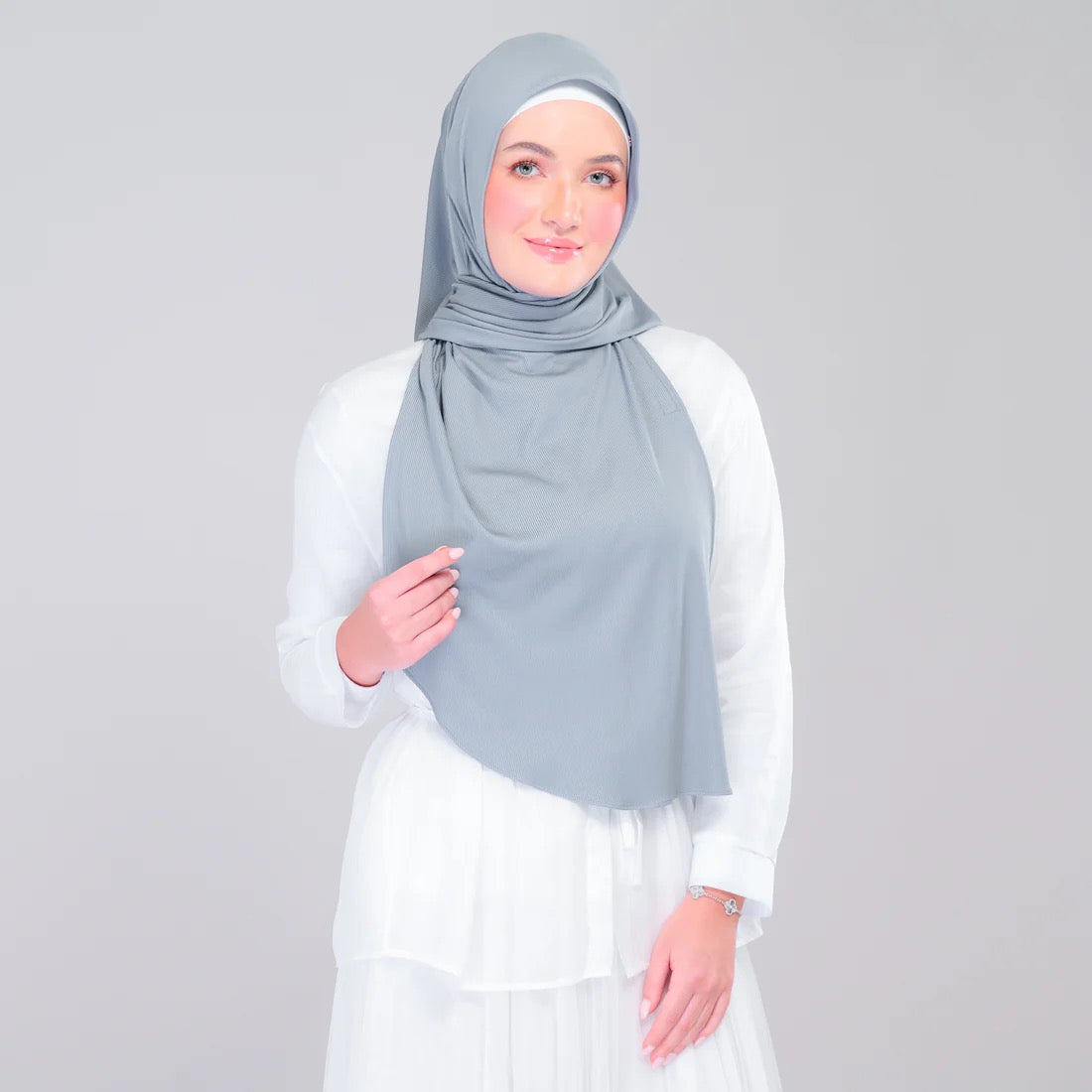 Instant Tag n' Go Shawl | Ribbed Jersey in Denim Blue