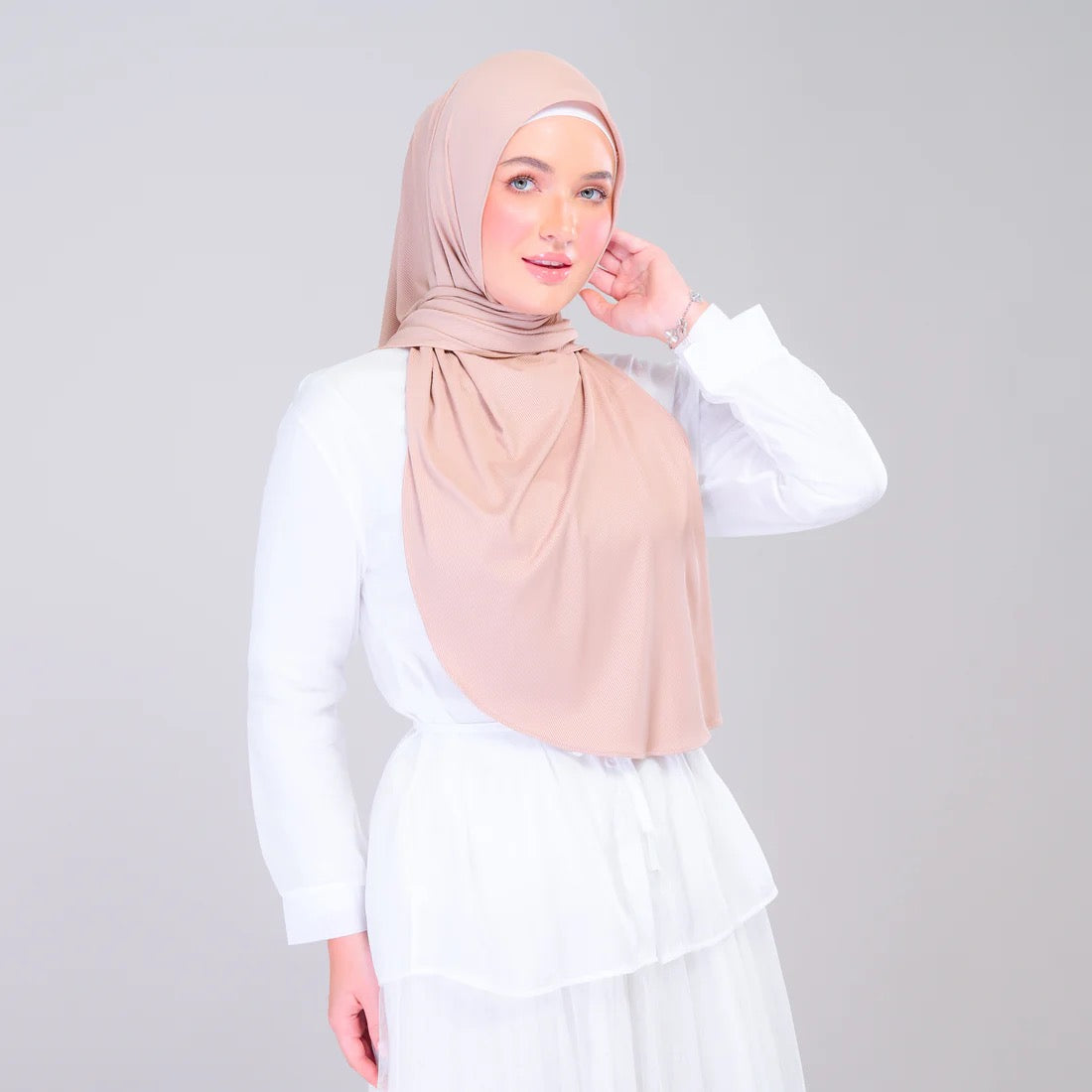 Instant Tag n' Go Shawl | Ribbed Jersey in Khaki