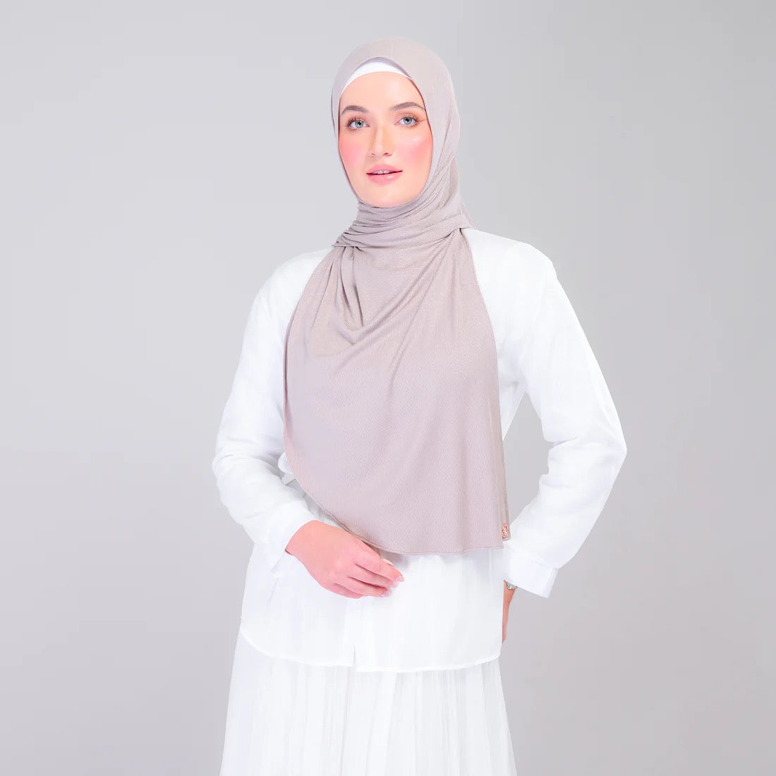 Instant Tag n' Go Shawl | Ribbed Jersey in Natural Sand