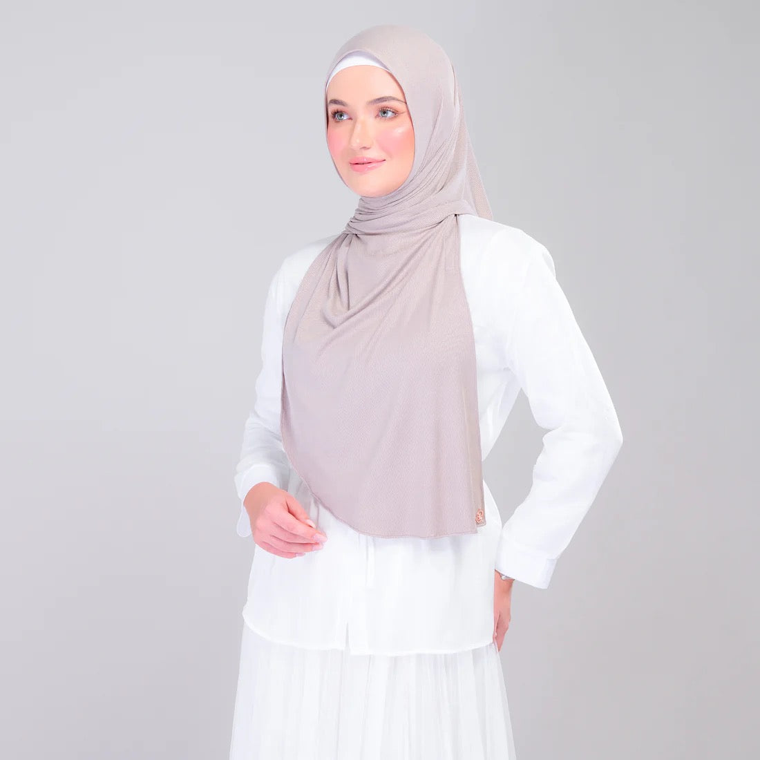 Instant Tag n' Go Shawl | Ribbed Jersey in Natural Sand