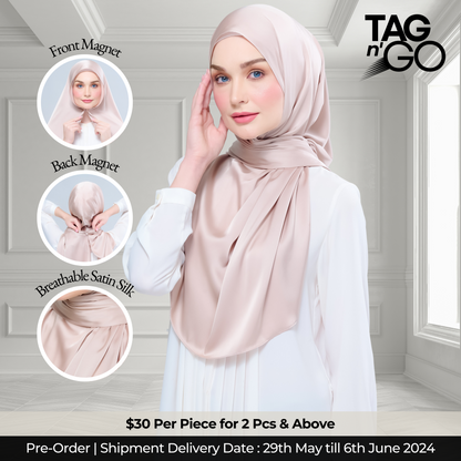 Instant Tag n' Go Shawl | Satin Silk in Linen Taupe
