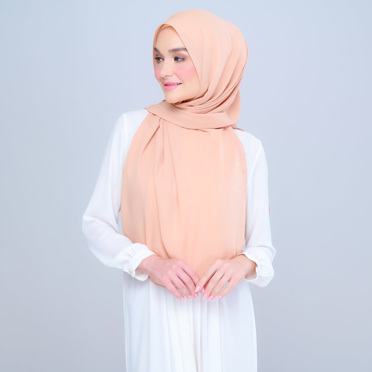 Instant Tag n' Go Shawl | Chiffon Silk in Cantaloupe