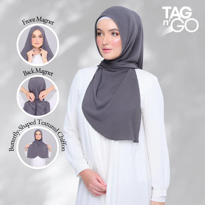 Instant Tag n' Go Butterfly | Textured Chiffon in Dark Grey