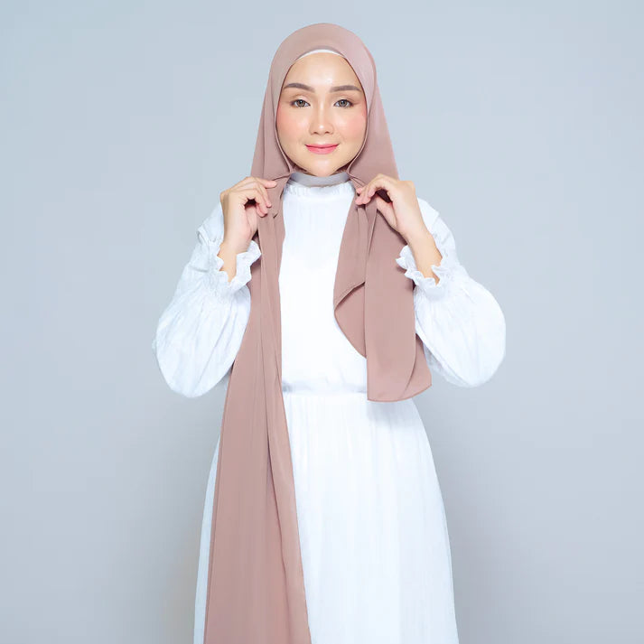 Semi Instant Sarongje | Chiffon Silk in Mocha Taupe