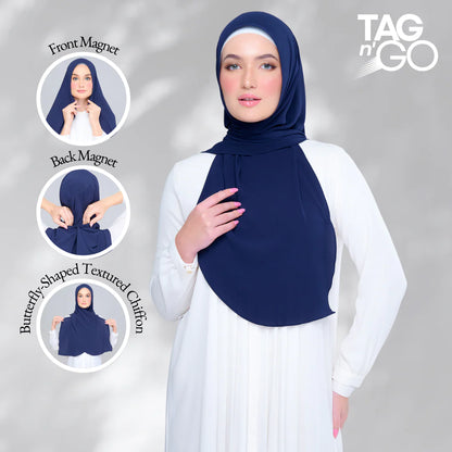 Instant Tag n' Go Butterfly | Textured Chiffon in Navy Blue