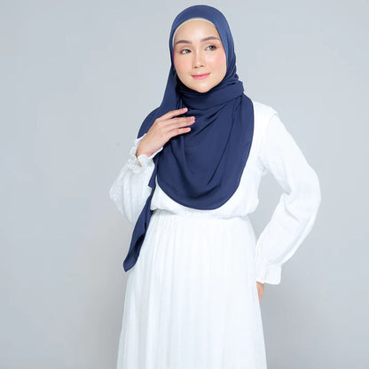 Semi Instant Sarongje | Chiffon Silk in Navy Blue