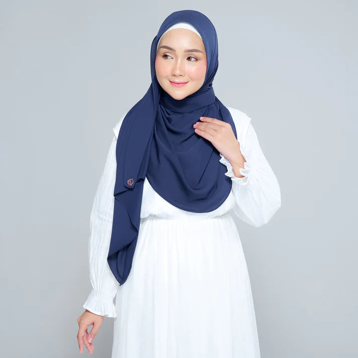 Semi Instant Sarongje | Chiffon Silk in Navy Blue